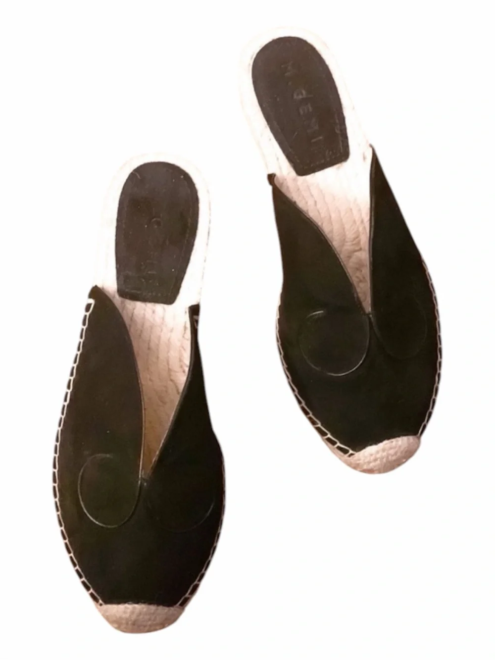 M Gemi Leather Slides Espadrille Black Size 7 Nido Curvo Italy Euro Coastal